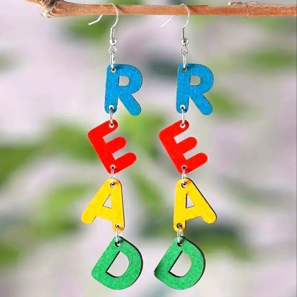 Colorful Read  fun dangle earrings For Kids And Adults